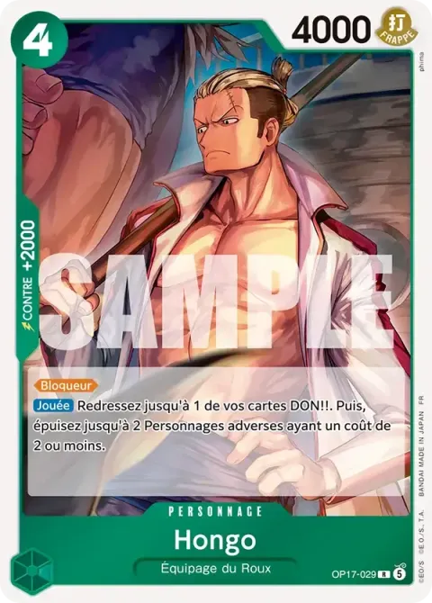 Carte One Piece Hongo OP17-029, extension Les guerriers les plus puissants au monde