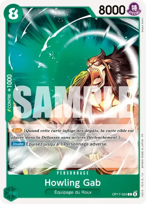 Carte One Piece Howling Gab OP17-024, extension Les guerriers les plus puissants au monde