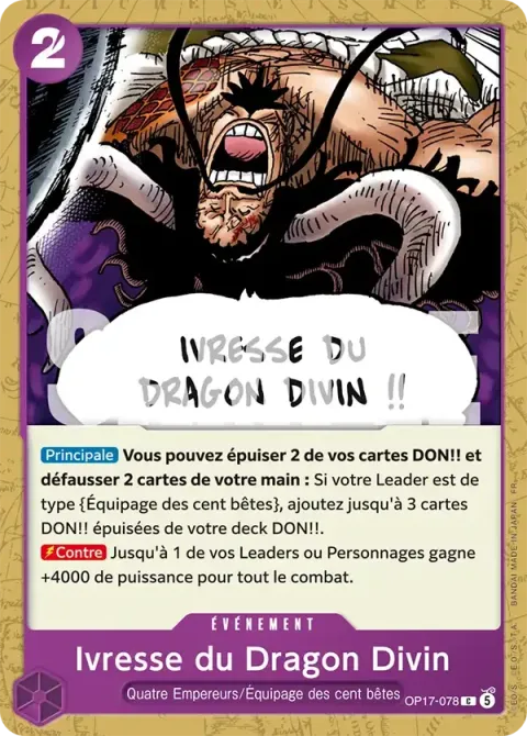 Carte One Piece Ivresse du Dragon Divin OP17-078, extension Les guerriers les plus puissants au monde