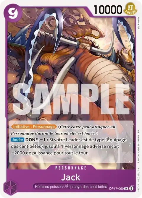 Carte One Piece Jack OP17-069, extension Les guerriers les plus puissants au monde