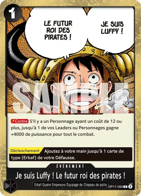 Carte One Piece Je suis Luffy ! Le futur roi des pirates ! OP17-096, extension Les guerriers les plus puissants au monde
