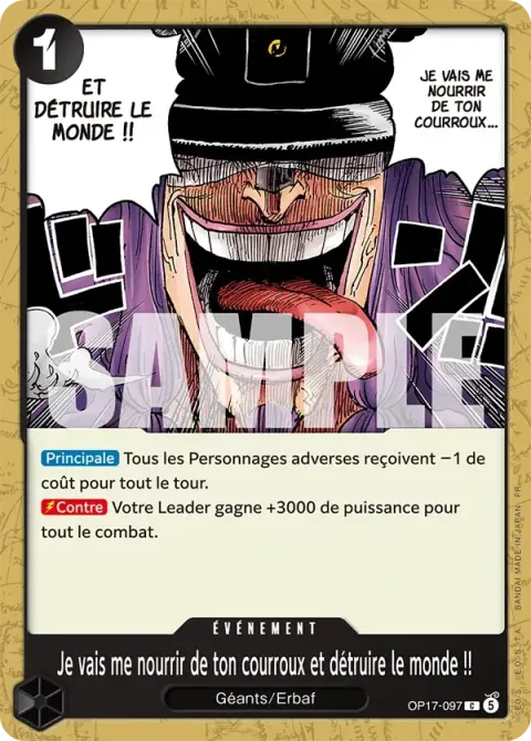 Carte One Piece Je vais me nourrir de ton courroux et détruire le monde !! OP17-097, extension Les guerriers les plus puissants au monde