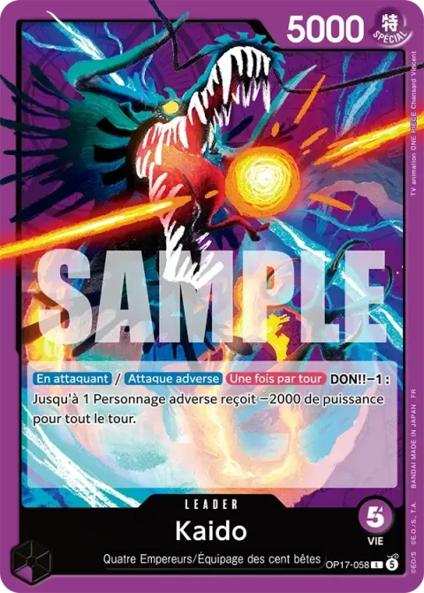 Carte One Piece Kaido OP17-058, extension Les guerriers les plus puissants au monde