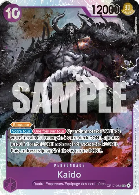 Carte One Piece Kaido OP17-062, extension Les guerriers les plus puissants au monde