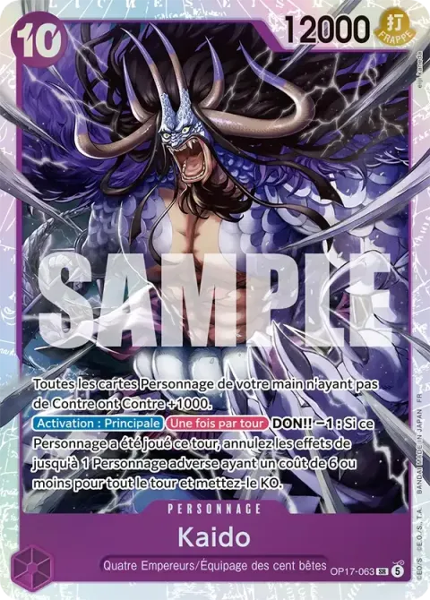 Carte One Piece Kaido OP17-063, extension Les guerriers les plus puissants au monde