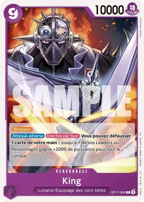 Carte One Piece King OP17-064, extension Les guerriers les plus puissants au monde