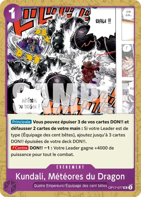 Carte One Piece Kundali, Météores du Dragon OP17-077, extension Les guerriers les plus puissants au monde