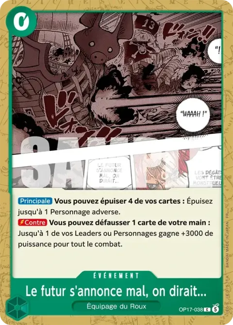 Carte One Piece Le futur s’annonce mal, on dirait… OP17-038, extension Les guerriers les plus puissants au monde
