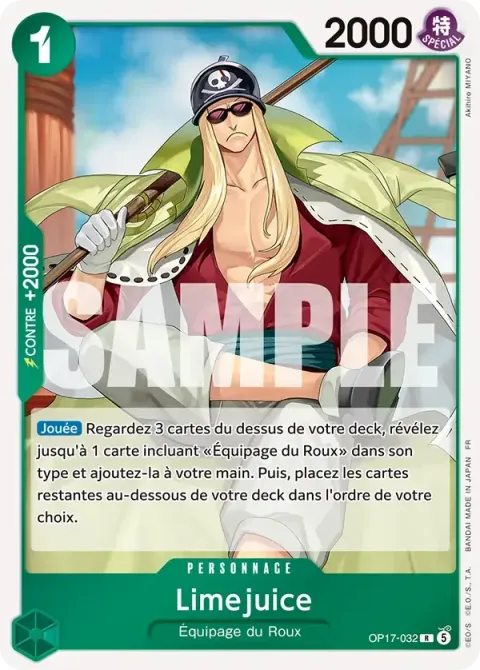 Carte One Piece Limejuice OP17-032, extension Les guerriers les plus puissants au monde