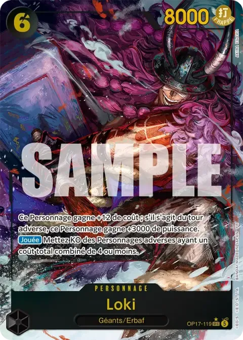 Carte One Piece Loki OP17-119 · parallèle, extension Les guerriers les plus puissants au monde