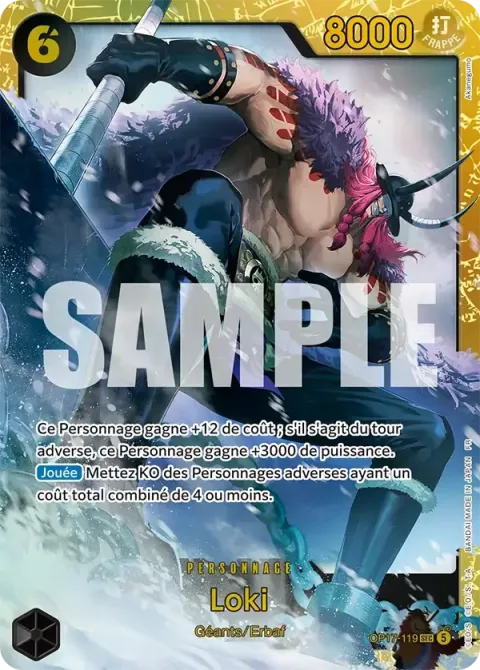 Carte One Piece Loki OP17-119, extension Les guerriers les plus puissants au monde