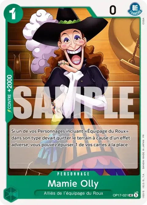 Carte One Piece Mamie Olly OP17-021, extension Les guerriers les plus puissants au monde