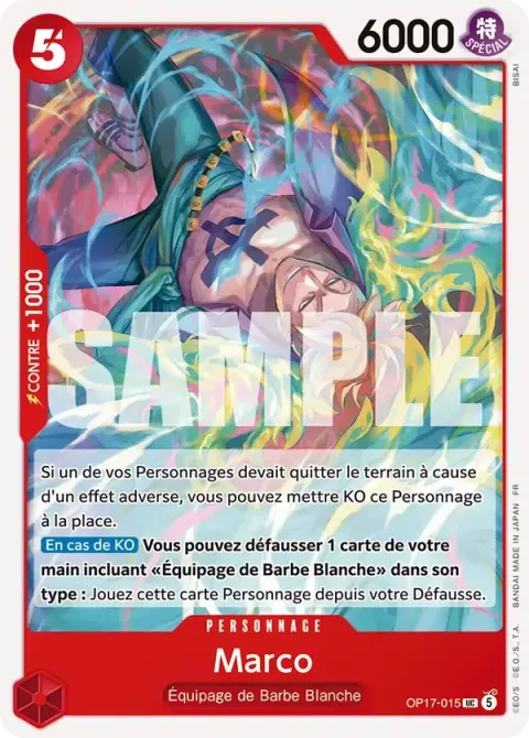 Carte One Piece Marco OP17-015, extension Les guerriers les plus puissants au monde