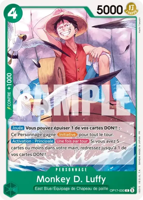 Carte One Piece Monkey D. Luffy OP17-030, extension Les guerriers les plus puissants au monde