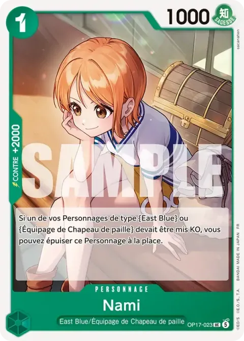 Carte One Piece Nami OP17-023, extension Les guerriers les plus puissants au monde