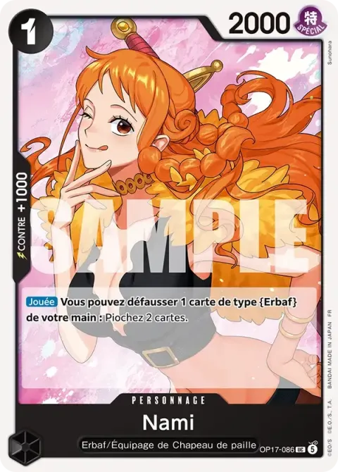 Carte One Piece Nami OP17-086, extension Les guerriers les plus puissants au monde