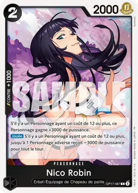 Carte One Piece Nico Robin OP17-087, extension Les guerriers les plus puissants au monde
