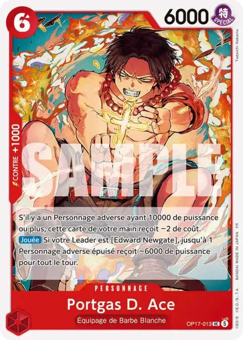 Carte One Piece Portgas D. Ace OP17-013, extension Les guerriers les plus puissants au monde