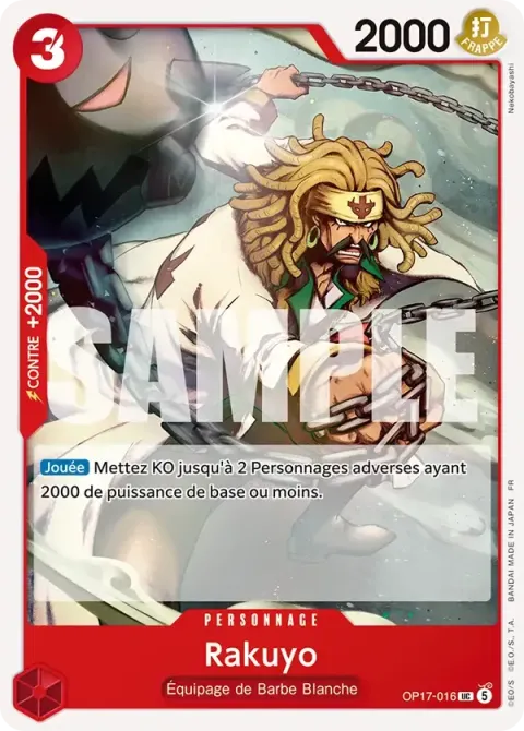 Carte One Piece Rakuyo OP17-016, extension Les guerriers les plus puissants au monde