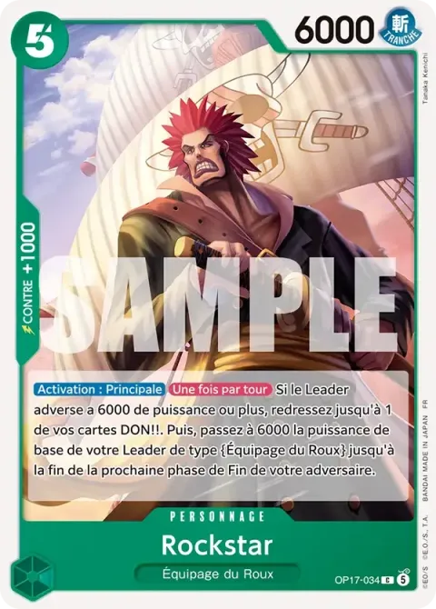 Carte One Piece Rockstar OP17-034, extension Les guerriers les plus puissants au monde