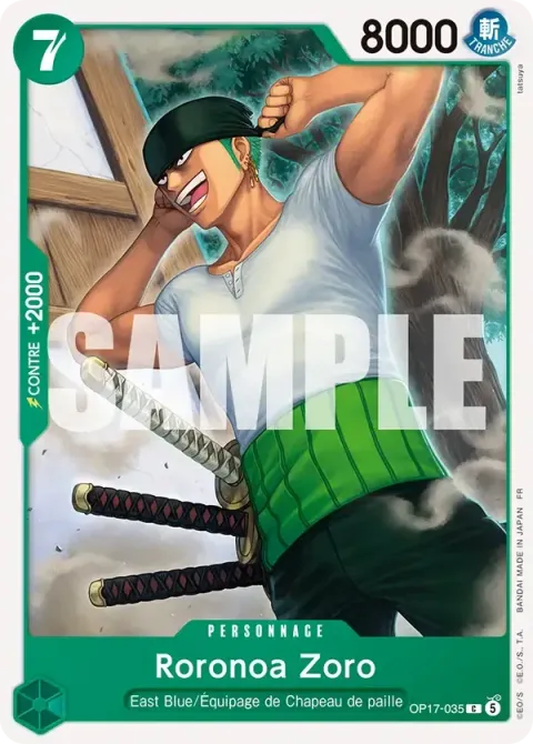 Carte One Piece Roronoa Zoro OP17-035, extension Les guerriers les plus puissants au monde