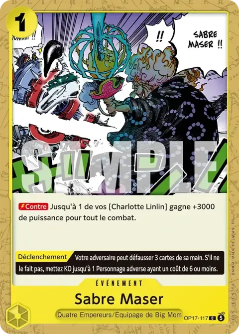 Carte One Piece Sabre Maser OP17-117, extension Les guerriers les plus puissants au monde