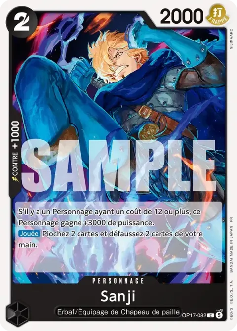 Carte One Piece Sanji OP17-082, extension Les guerriers les plus puissants au monde