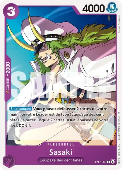 Carte One Piece Sasaki OP17-068, extension Les guerriers les plus puissants au monde