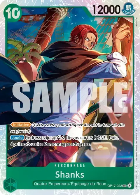 Carte One Piece Shanks OP17-022, extension Les guerriers les plus puissants au monde