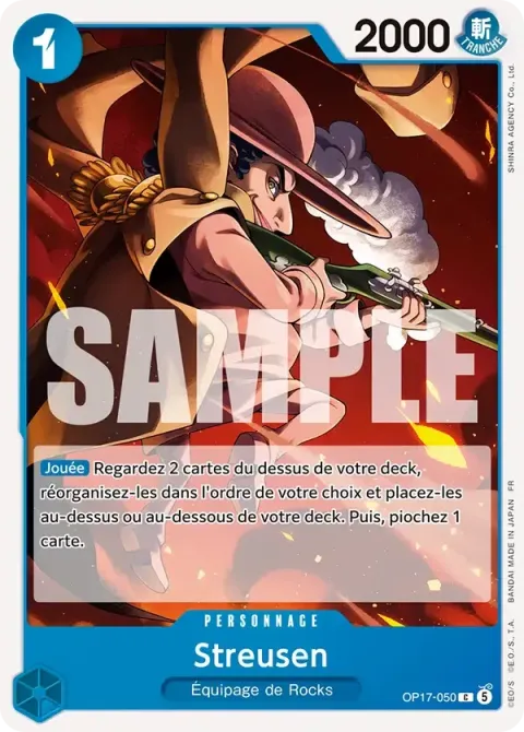 Carte One Piece Streusen OP17-050, extension Les guerriers les plus puissants au monde