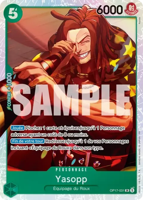 Carte One Piece Yasopp OP17-031, extension Les guerriers les plus puissants au monde