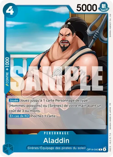 Carte One Piece Aladdin OP14-043, extension Les sept de la mer d’azur