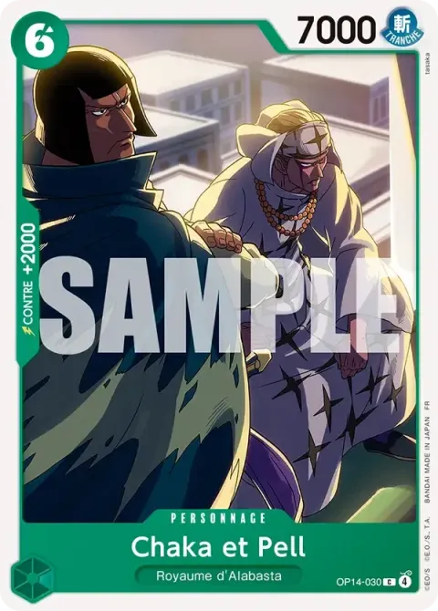 Carte One Piece Chaka et Pell OP14-030, extension Les sept de la mer d’azur