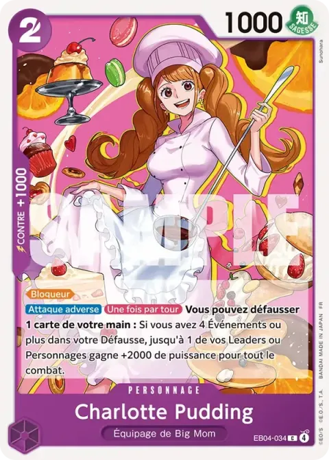 Carte One Piece Charlotte Pudding EB04-034, extension Les sept de la mer d’azur