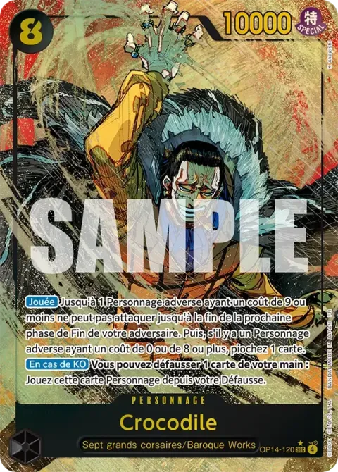 Carte One Piece Crocodile OP14-120 · parallèle, extension Les sept de la mer d’azur
