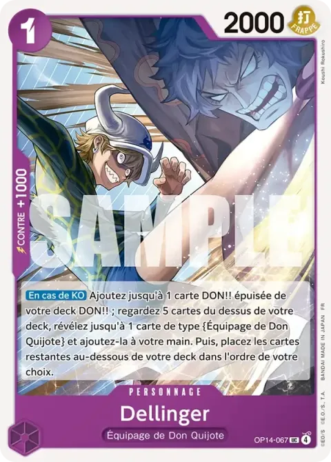 Carte One Piece Dellinger OP14-067, extension Les sept de la mer d’azur