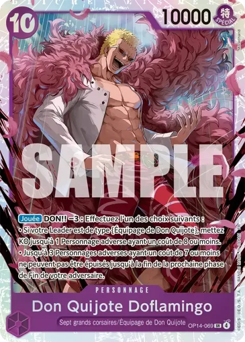 Carte One Piece Don Quijote Doflamingo OP14-069, extension Les sept de la mer d’azur