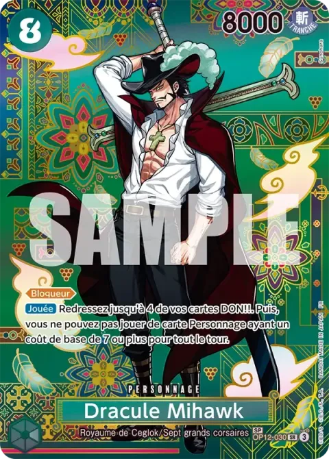 Carte One Piece Dracule Mihawk OP12-030 · parallèle 2, extension Les sept de la mer d’azur