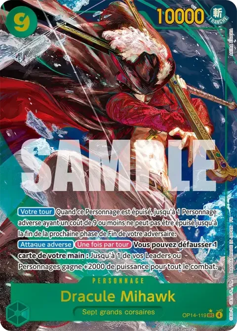 Carte One Piece Dracule Mihawk OP14-119 · parallèle, extension Les sept de la mer d’azur