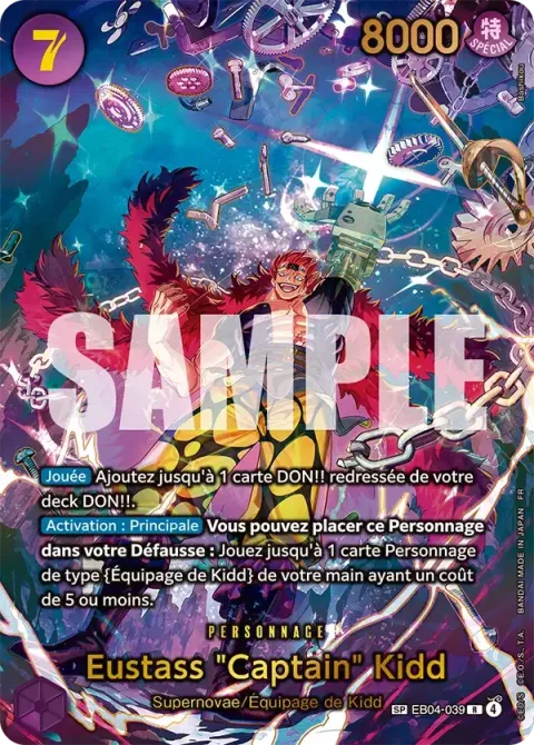 Carte One Piece Eustass « Captain » Kidd EB04-039 · parallèle, extension Les sept de la mer d’azur