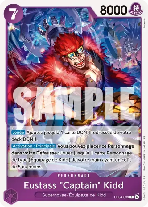Carte One Piece Eustass « Captain » Kidd EB04-039, extension Les sept de la mer d’azur