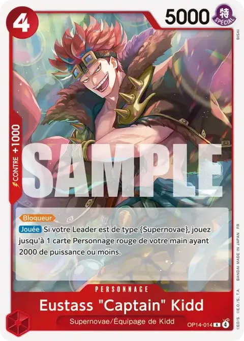 Carte One Piece Eustass « Captain » Kidd OP14-014, extension Les sept de la mer d’azur