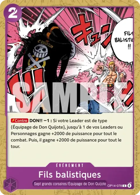 Carte One Piece Fils balistiques OP14-078, extension Les sept de la mer d’azur