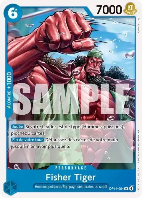 Carte One Piece Fisher Tiger OP14-054, extension Les sept de la mer d’azur