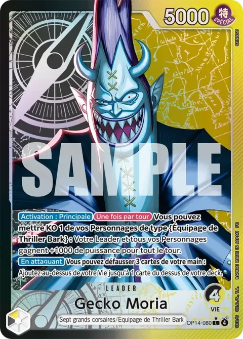 Carte One Piece Gecko Moria OP14-080 · parallèle, extension Les sept de la mer d’azur