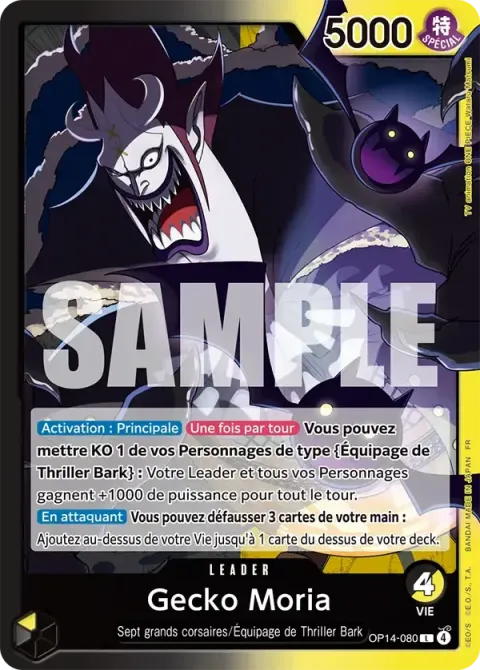 Carte One Piece Gecko Moria OP14-080, extension Les sept de la mer d’azur
