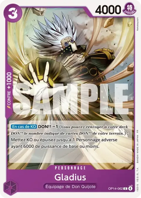 Carte One Piece Gladius OP14-062, extension Les sept de la mer d’azur