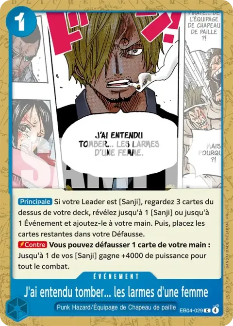Carte One Piece J’ai entendu tomber… les larmes d’une femme EB04-029, extension Les sept de la mer d’azur