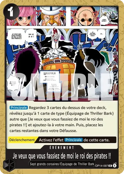 Carte One Piece Je veux que vous fassiez de moi le roi des pirates !! OP14-097, extension Les sept de la mer d’azur
