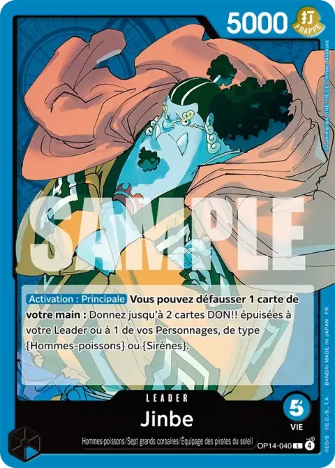 Carte One Piece Jinbe OP14-040, extension Les sept de la mer d’azur